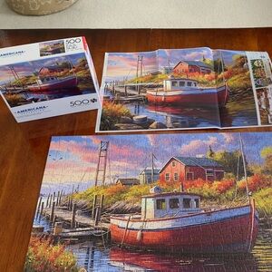Colorful Boat Scene 500-Piece Puzzle